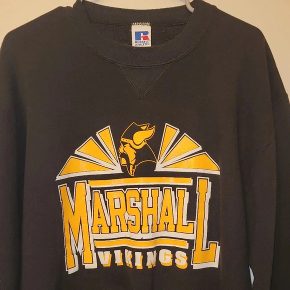 Vintage Russell Athletic MARSHALL VIKINGS Men's Lg Crewneck Sweater made in USA - Picture 2 of 6